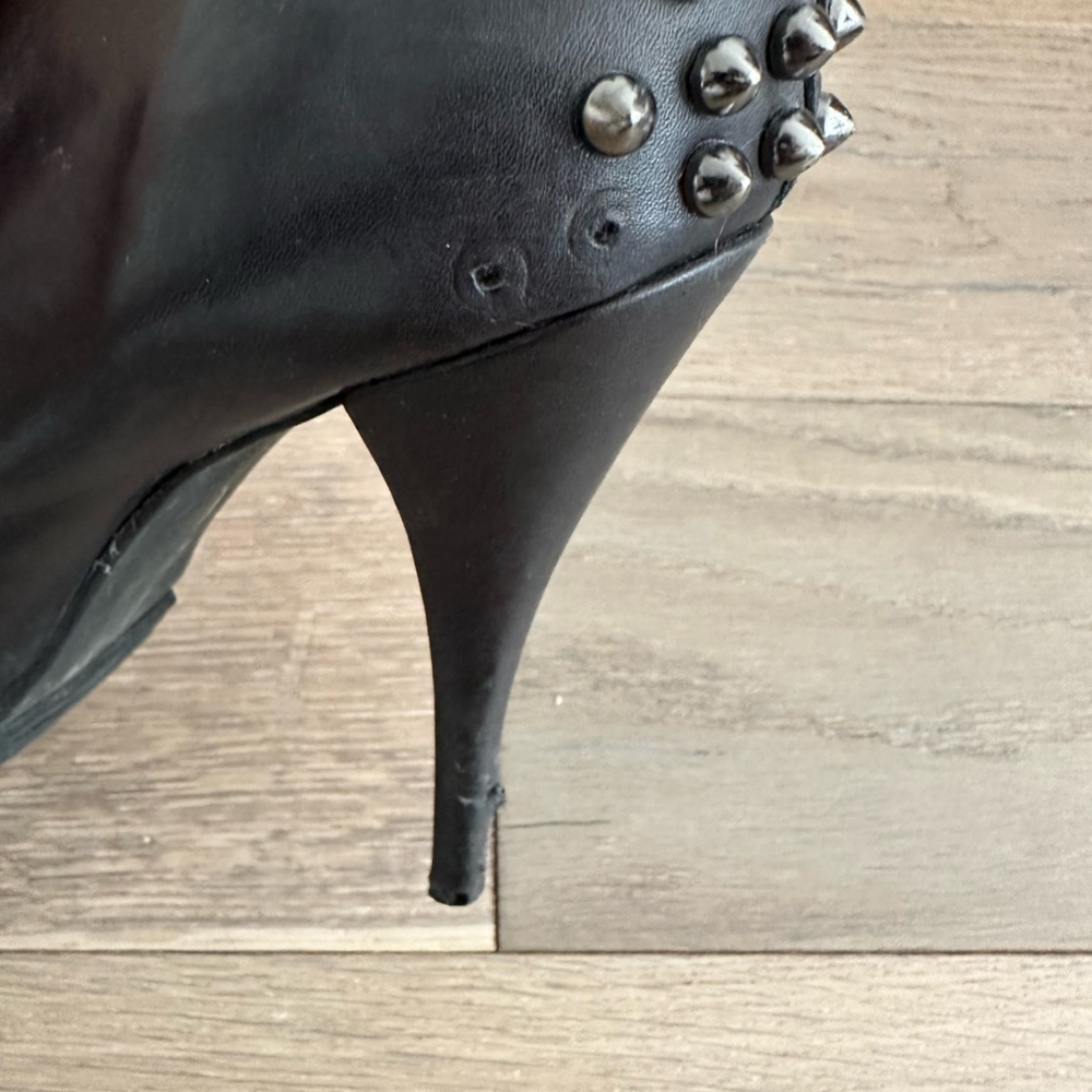 *SALE* McQ Alexander McQueen Stiletto Black Leather Boots - Picture 10 of 13